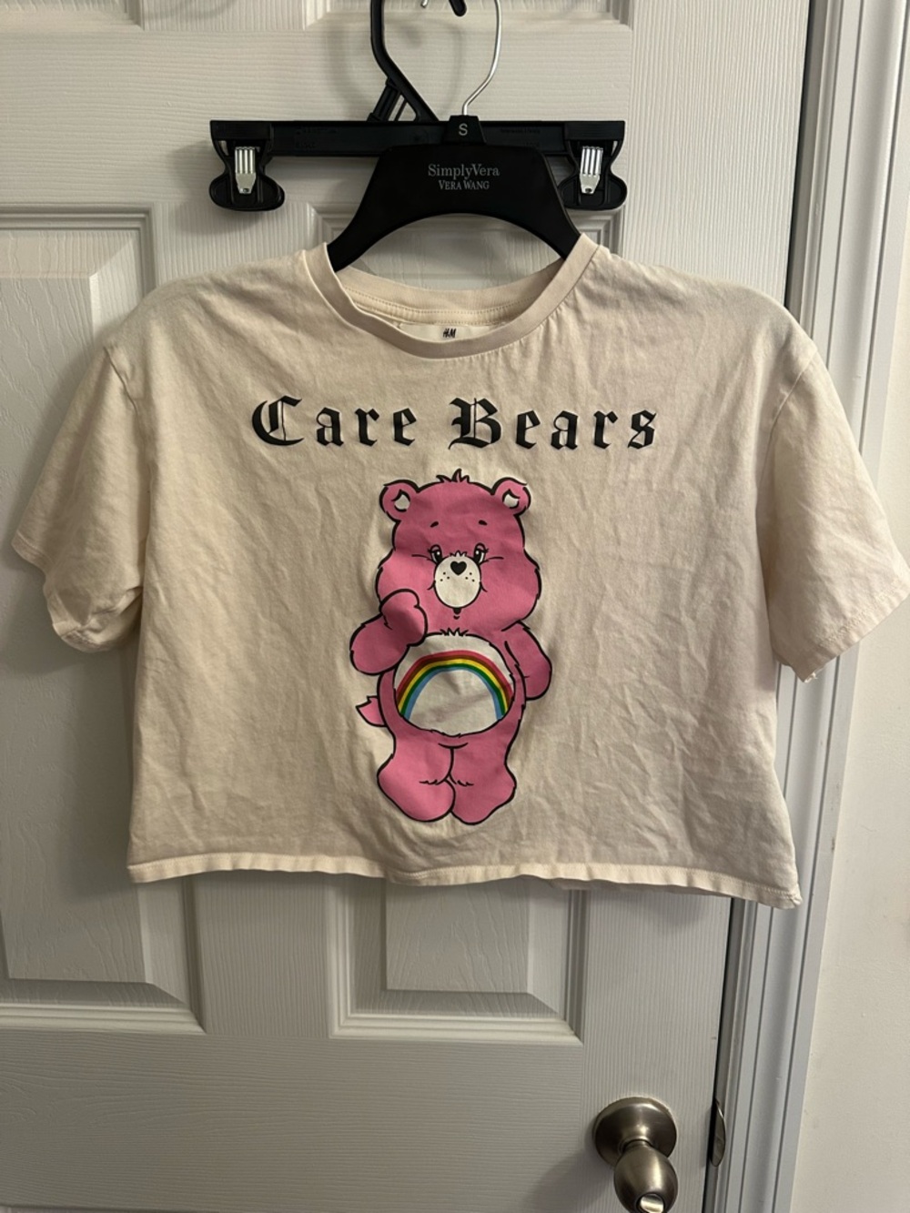 H&M Girls Kids Size 16/18 Care Bears Cheer Bear Crop Short Sleeve T-shirt Top